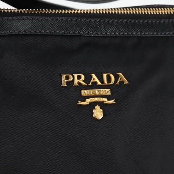 PRADA Tote Bag Nylon 2way Black Gold Auth - Picture 10 of 15